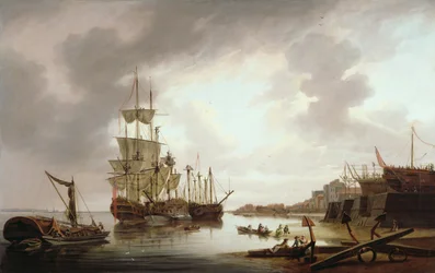 Britští muži války v Anchor v Blackwall Reach, 1792